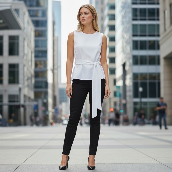 Ann Taylor Tops - Ann Taylor,  Sleeveless Tie Blouse, Size 6, Like new, White